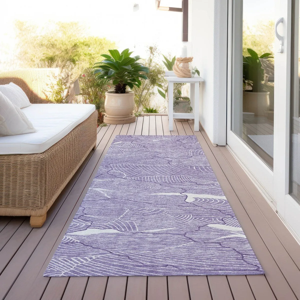 Machine Washable Indoor/ Outdoor Abstract Crackle Chantille Rug