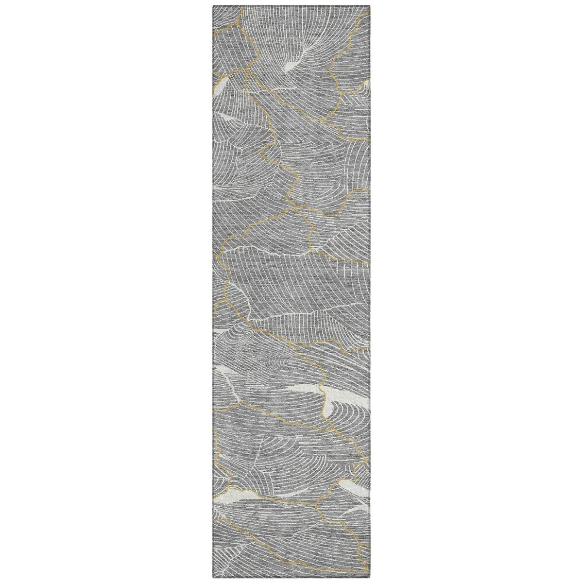 Machine Washable Indoor/ Outdoor Abstract Crackle Chantille Rug