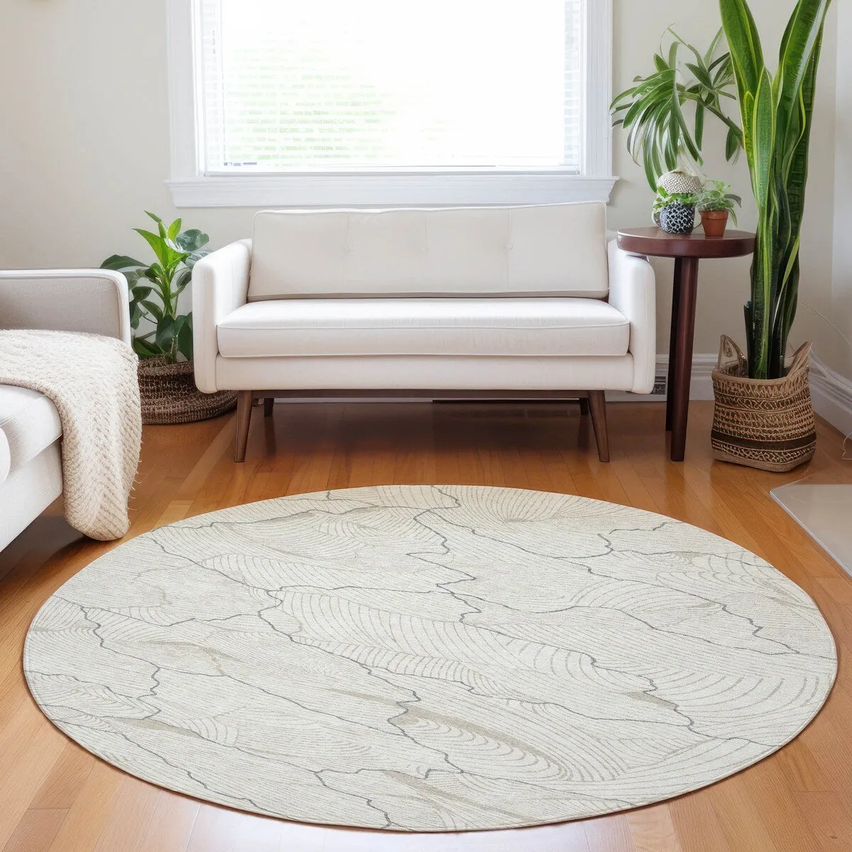 Machine Washable Indoor/ Outdoor Abstract Crackle Chantille Rug