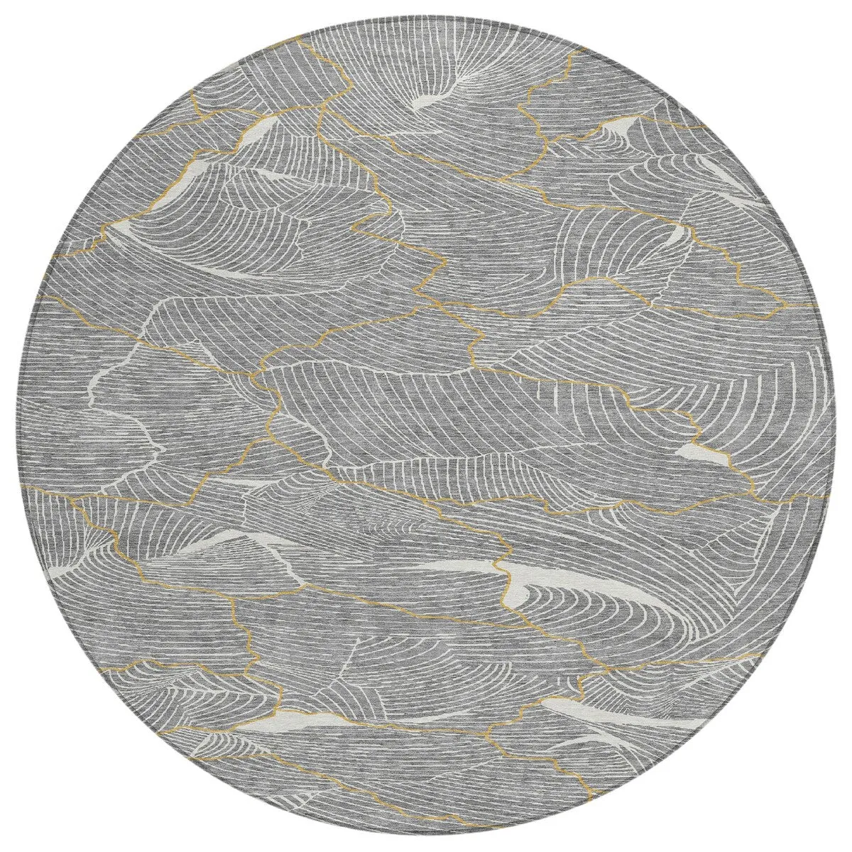 Machine Washable Indoor/ Outdoor Abstract Crackle Chantille Rug