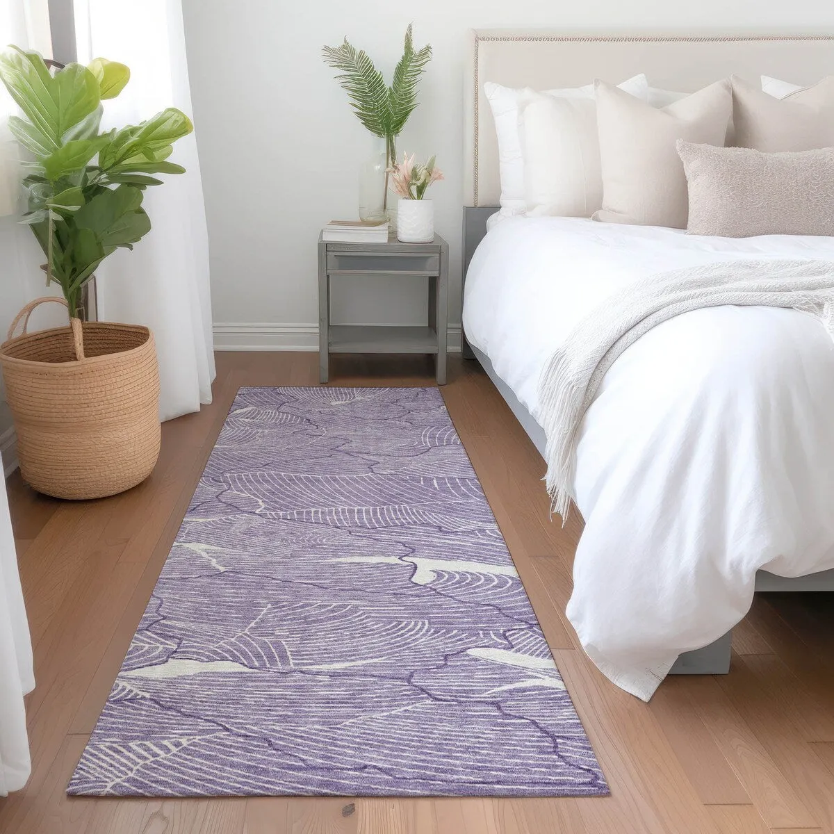 Machine Washable Indoor/ Outdoor Abstract Crackle Chantille Rug