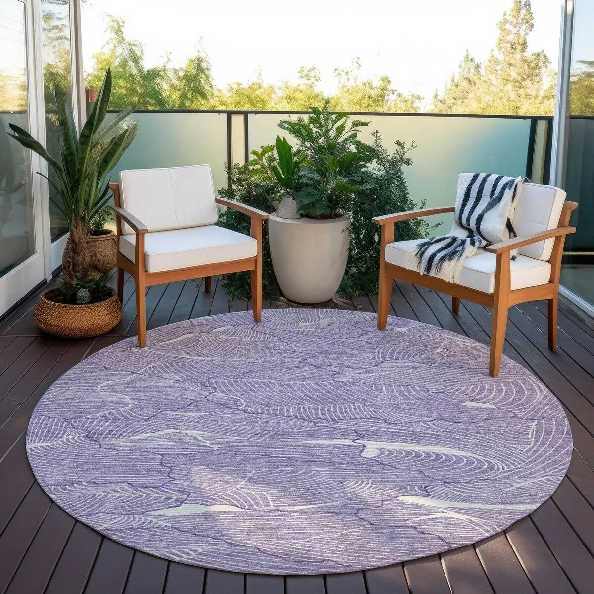 Machine Washable Indoor/ Outdoor Abstract Crackle Chantille Rug