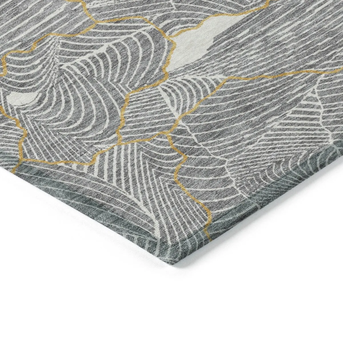 Machine Washable Indoor/ Outdoor Abstract Crackle Chantille Rug