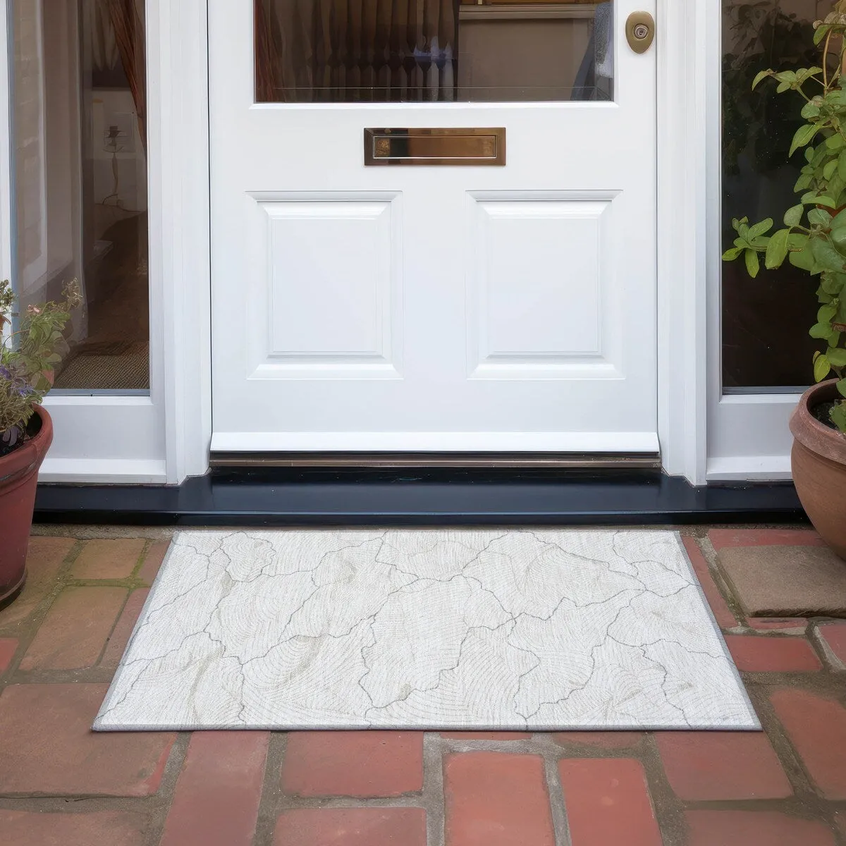 Machine Washable Indoor/ Outdoor Abstract Crackle Chantille Rug