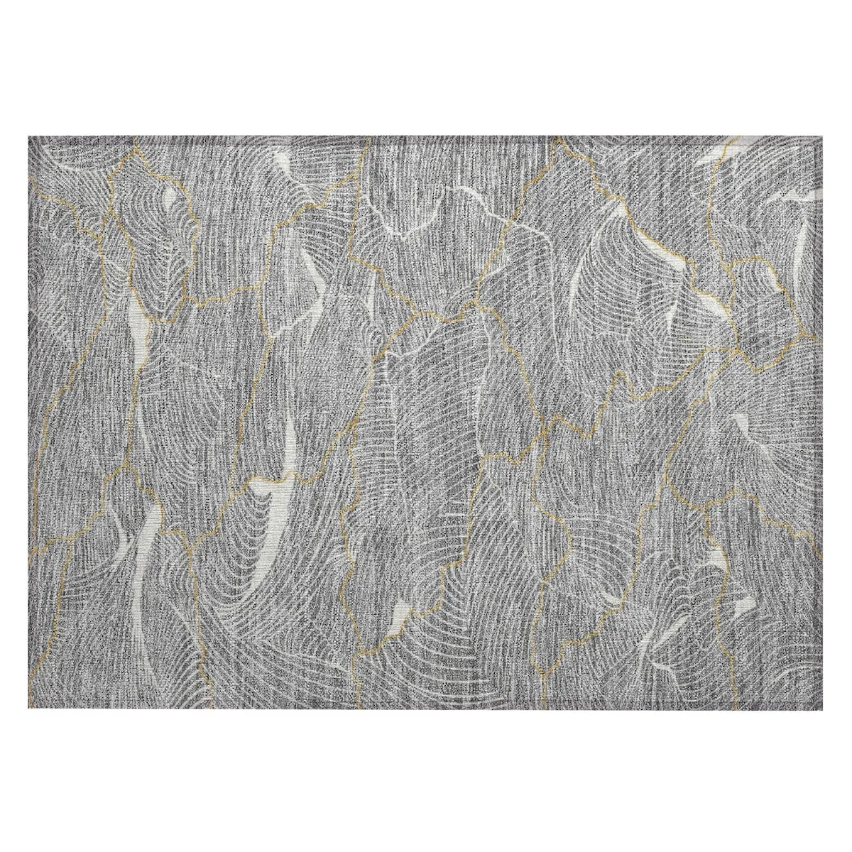 Machine Washable Indoor/ Outdoor Abstract Crackle Chantille Rug