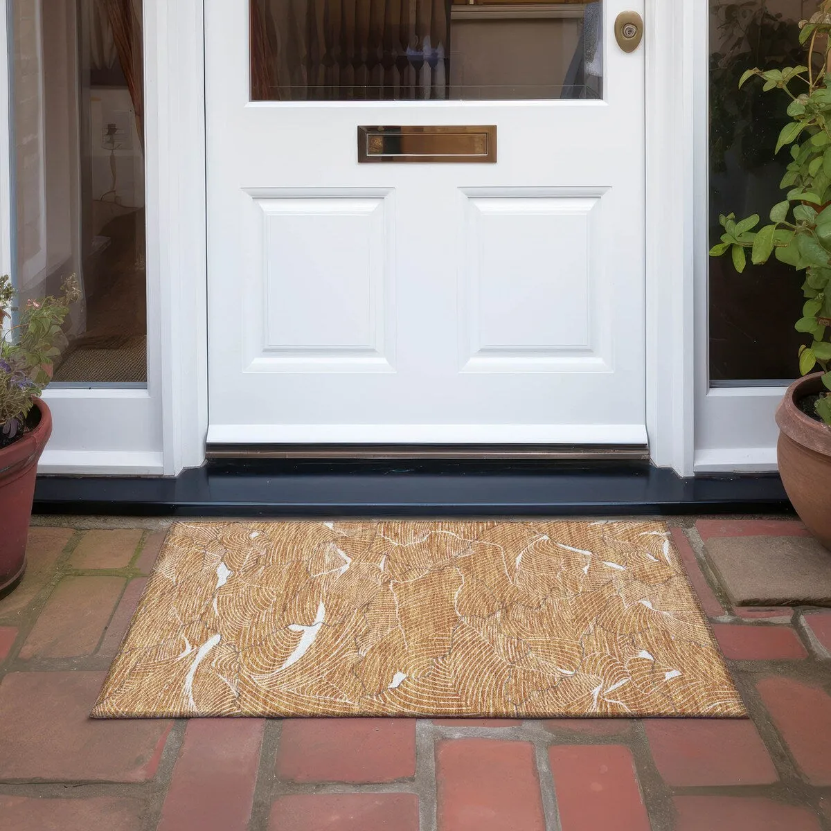 Machine Washable Indoor/ Outdoor Abstract Crackle Chantille Rug