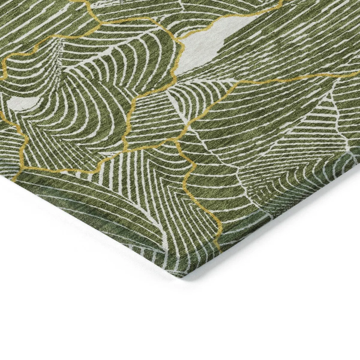 Machine Washable Indoor/ Outdoor Abstract Crackle Chantille Rug