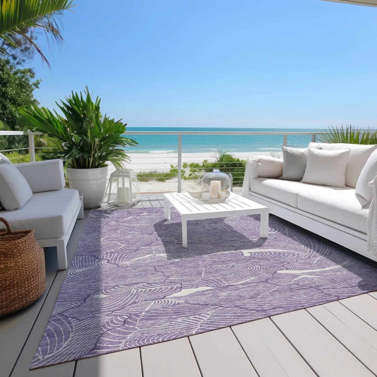 Machine Washable Indoor/ Outdoor Abstract Crackle Chantille Rug