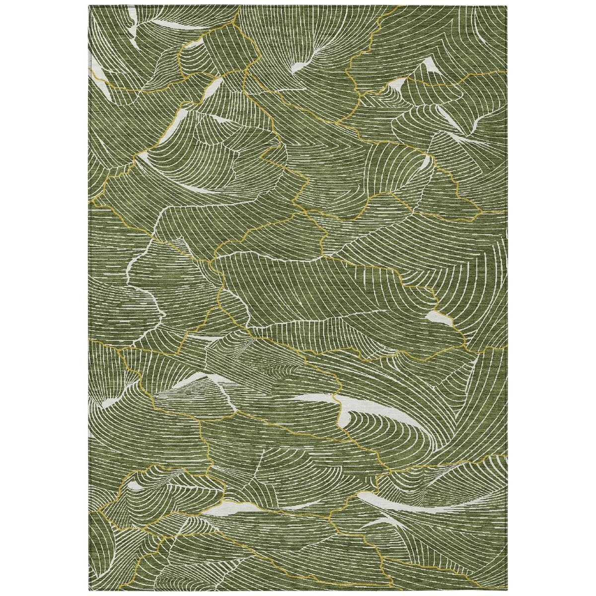 Machine Washable Indoor/ Outdoor Abstract Crackle Chantille Rug