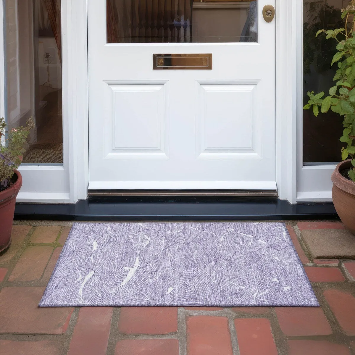 Machine Washable Indoor/ Outdoor Abstract Crackle Chantille Rug