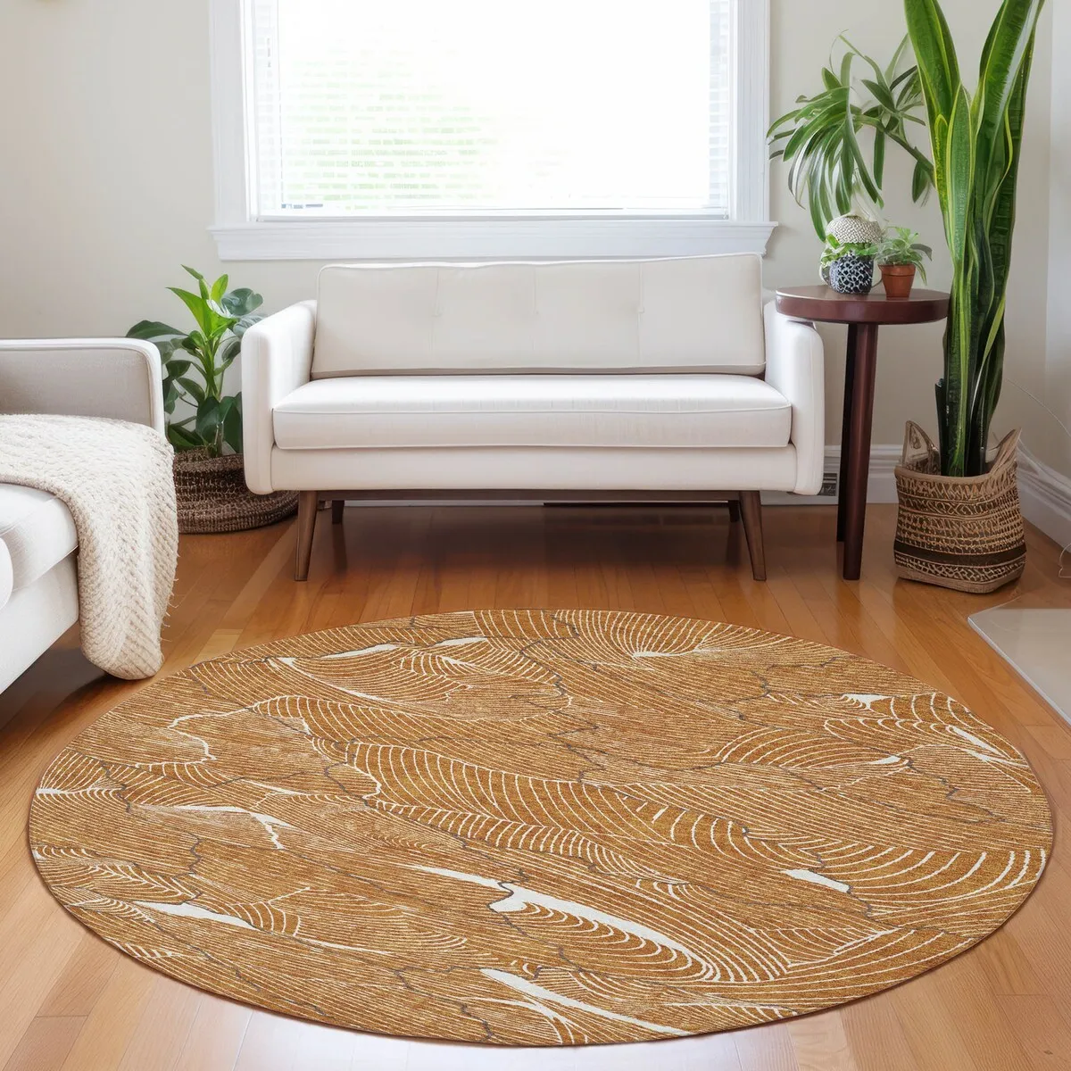 Machine Washable Indoor/ Outdoor Abstract Crackle Chantille Rug