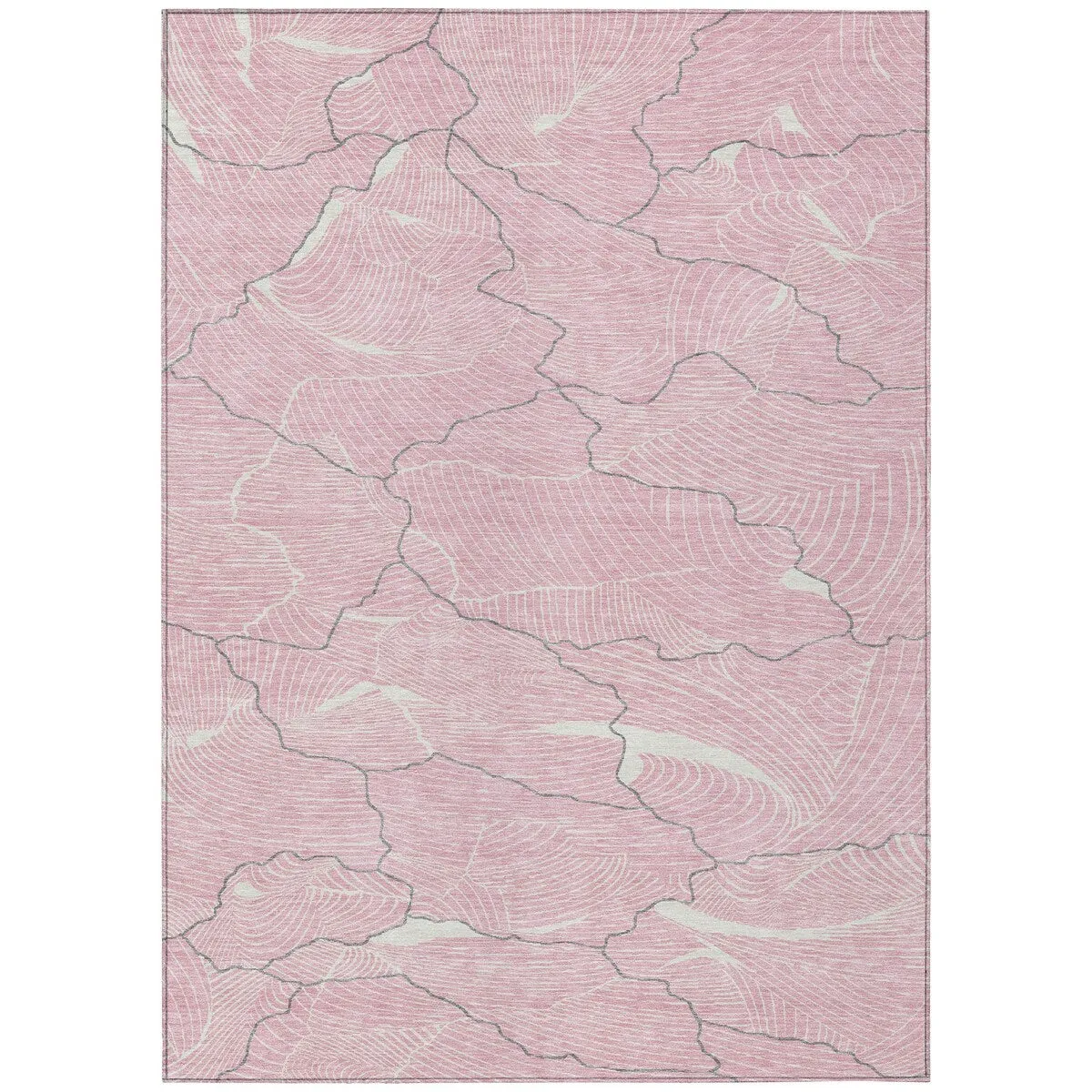Machine Washable Indoor/ Outdoor Abstract Crackle Chantille Rug