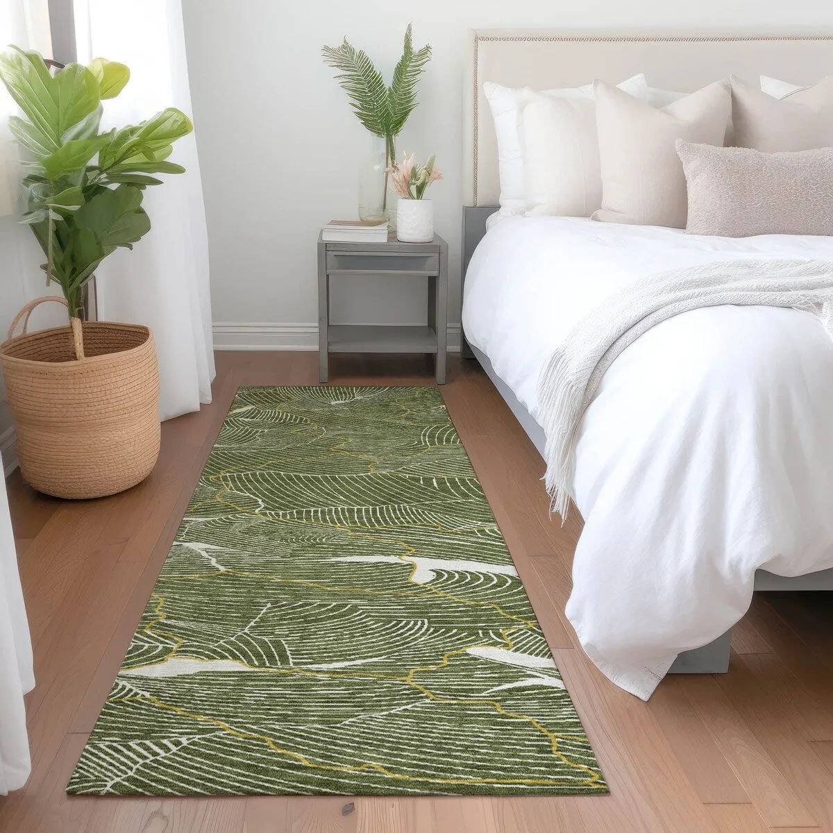 Machine Washable Indoor/ Outdoor Abstract Crackle Chantille Rug