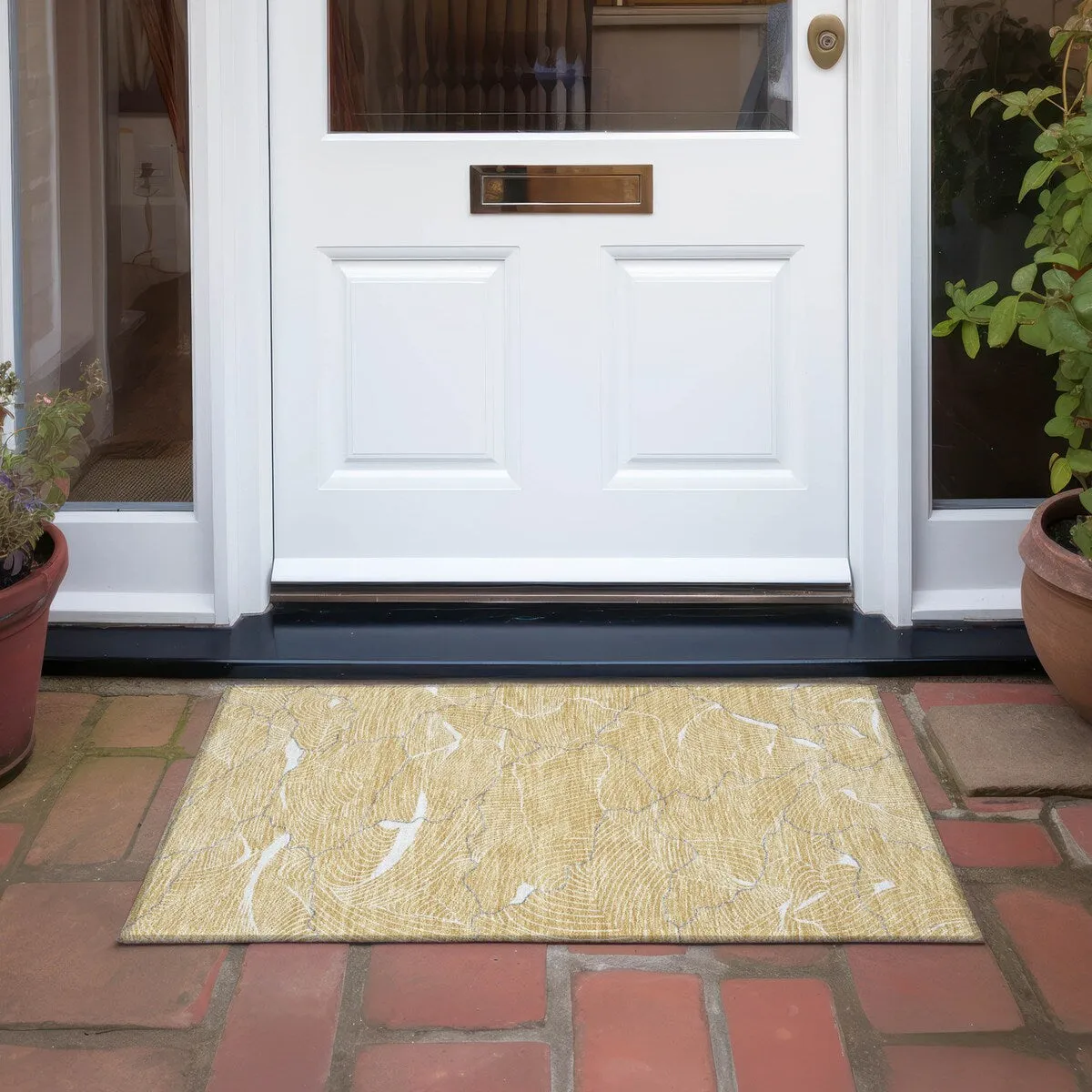 Machine Washable Indoor/ Outdoor Abstract Crackle Chantille Rug