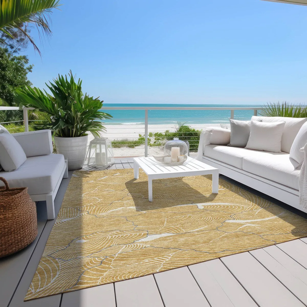 Machine Washable Indoor/ Outdoor Abstract Crackle Chantille Rug