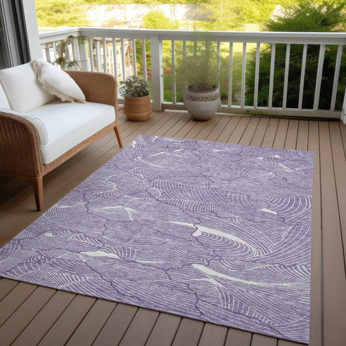 Machine Washable Indoor/ Outdoor Abstract Crackle Chantille Rug