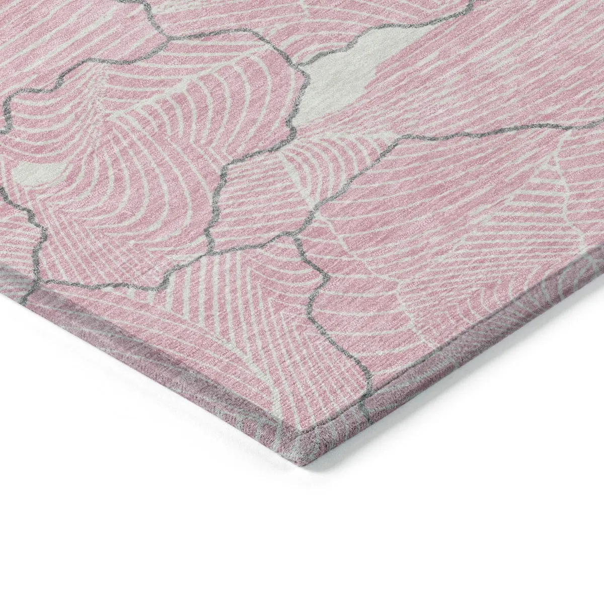 Machine Washable Indoor/ Outdoor Abstract Crackle Chantille Rug