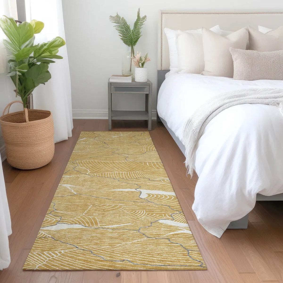Machine Washable Indoor/ Outdoor Abstract Crackle Chantille Rug