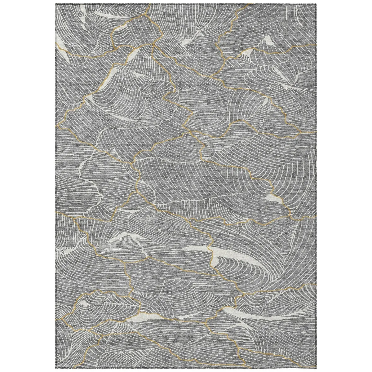Machine Washable Indoor/ Outdoor Abstract Crackle Chantille Rug