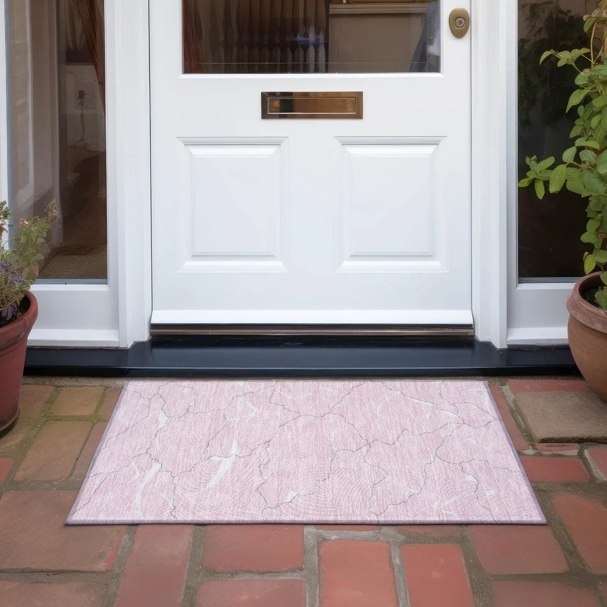 Machine Washable Indoor/ Outdoor Abstract Crackle Chantille Rug