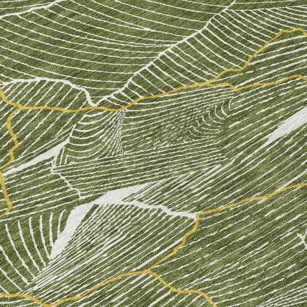 Machine Washable Indoor/ Outdoor Abstract Crackle Chantille Rug