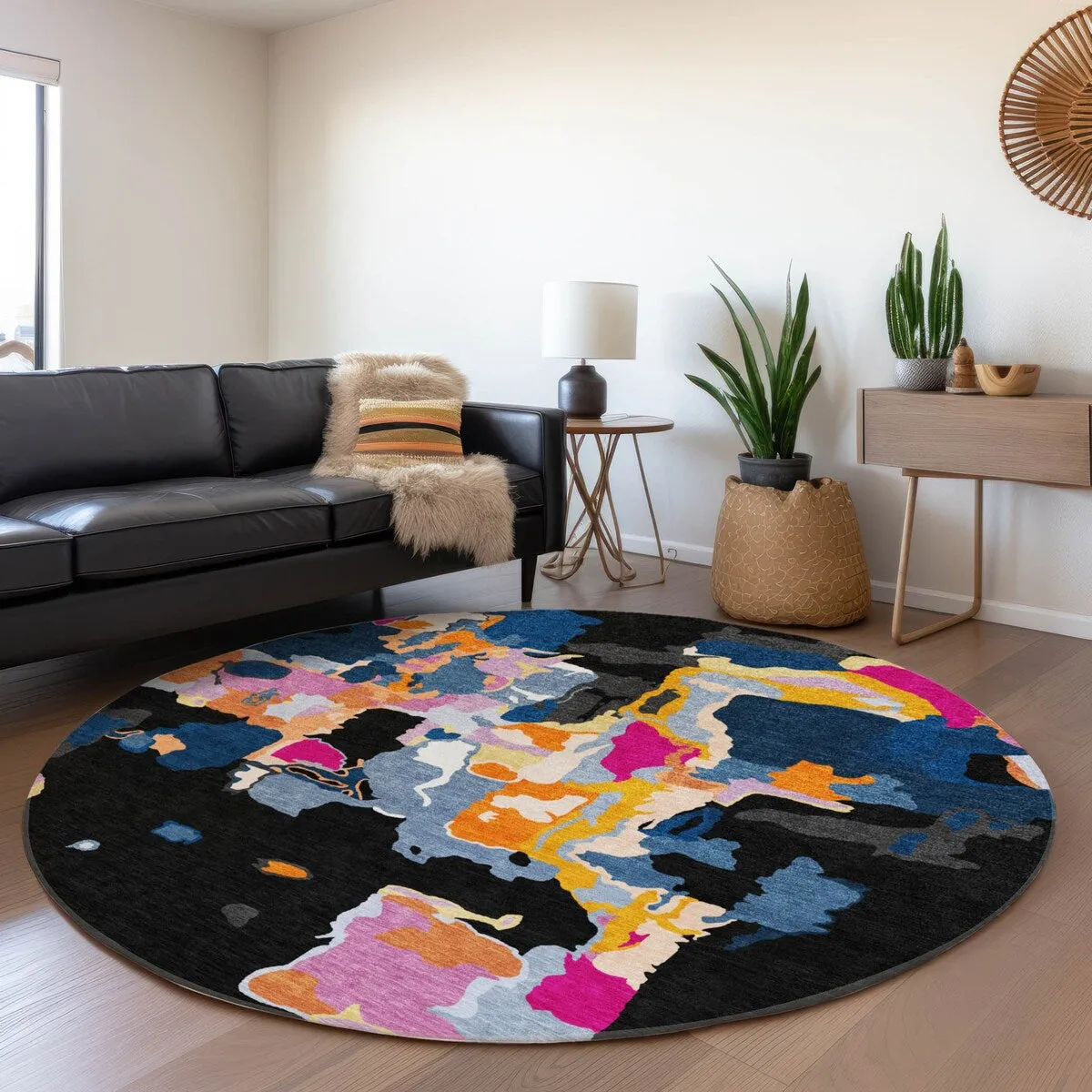 Machine Washable Indoor/ Outdoor Abstract Glam Chantille Rug