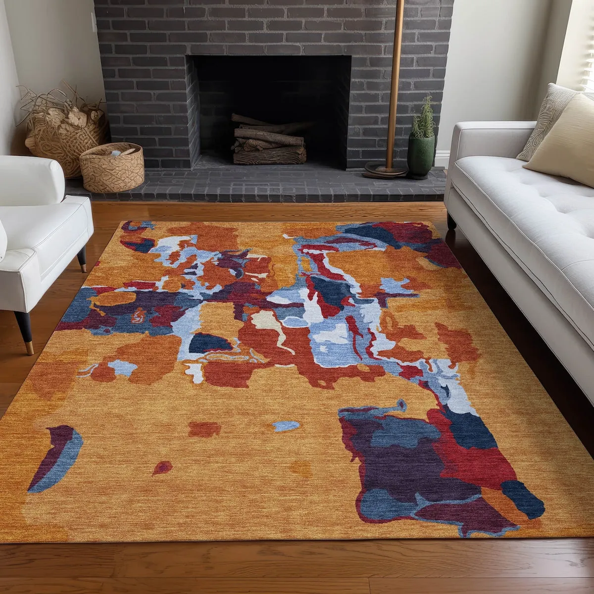 Machine Washable Indoor/ Outdoor Abstract Glam Chantille Rug