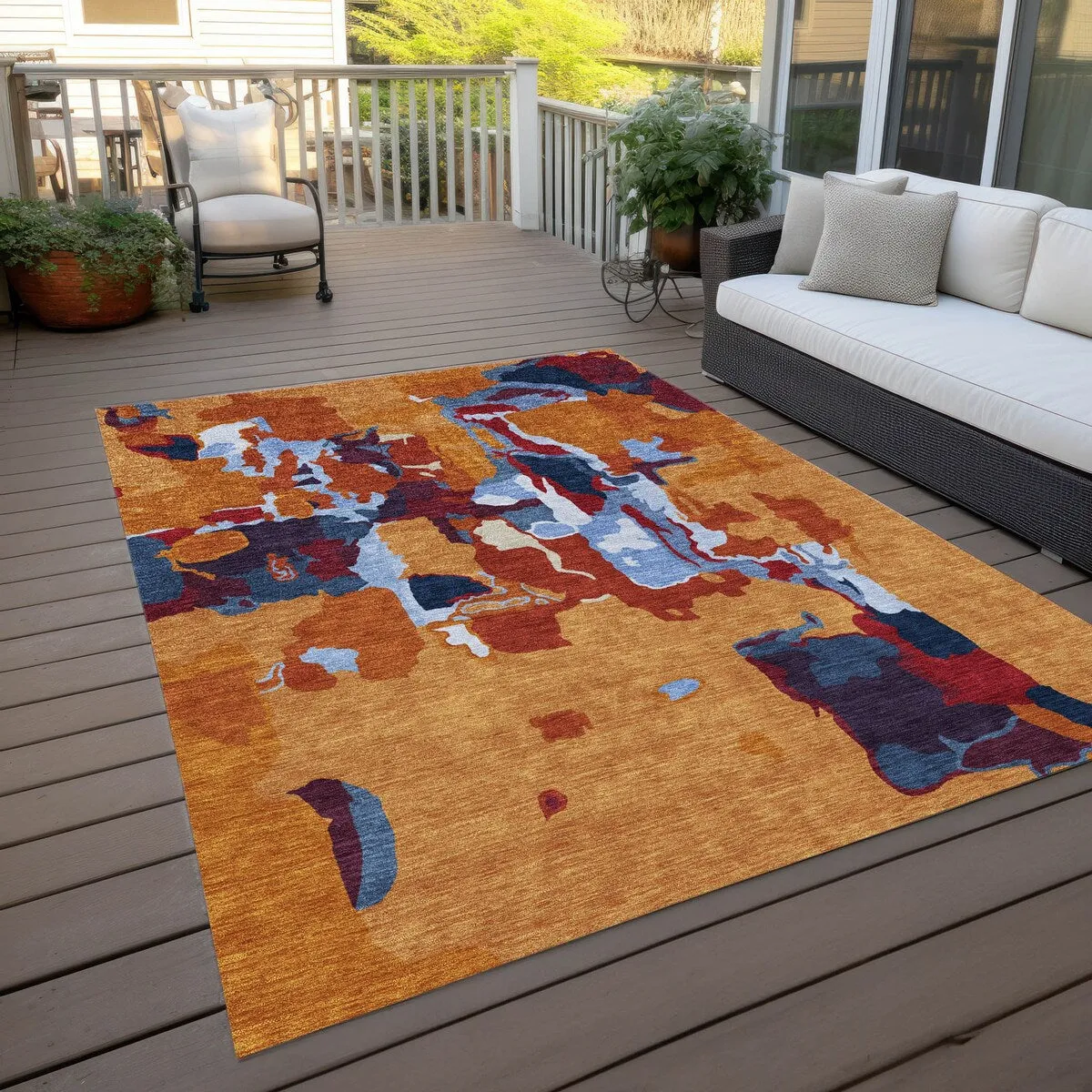 Machine Washable Indoor/ Outdoor Abstract Glam Chantille Rug