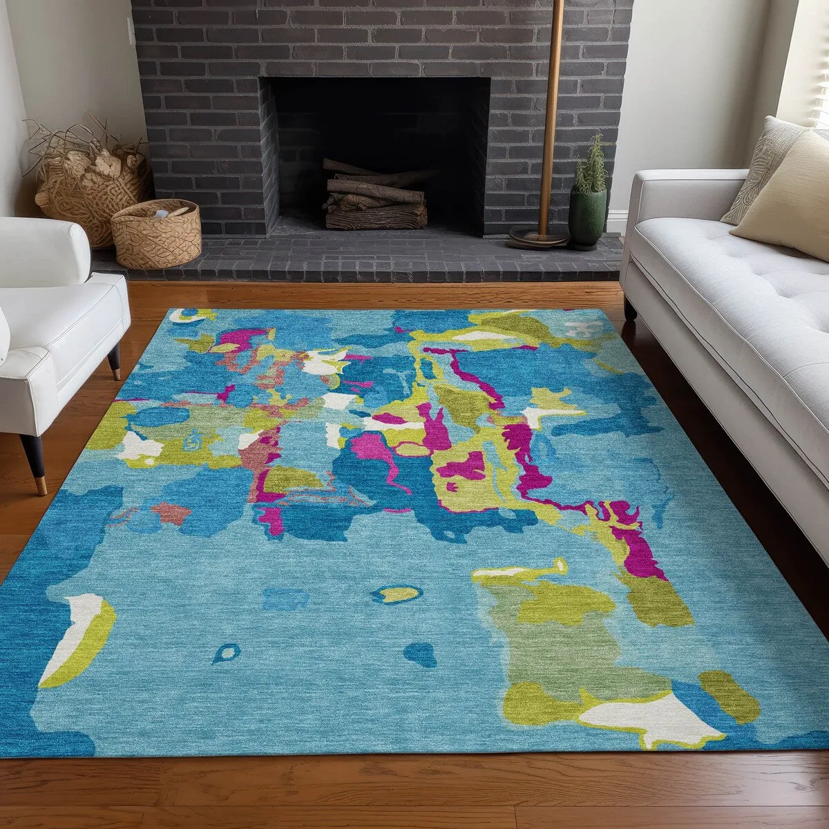 Machine Washable Indoor/ Outdoor Abstract Glam Chantille Rug