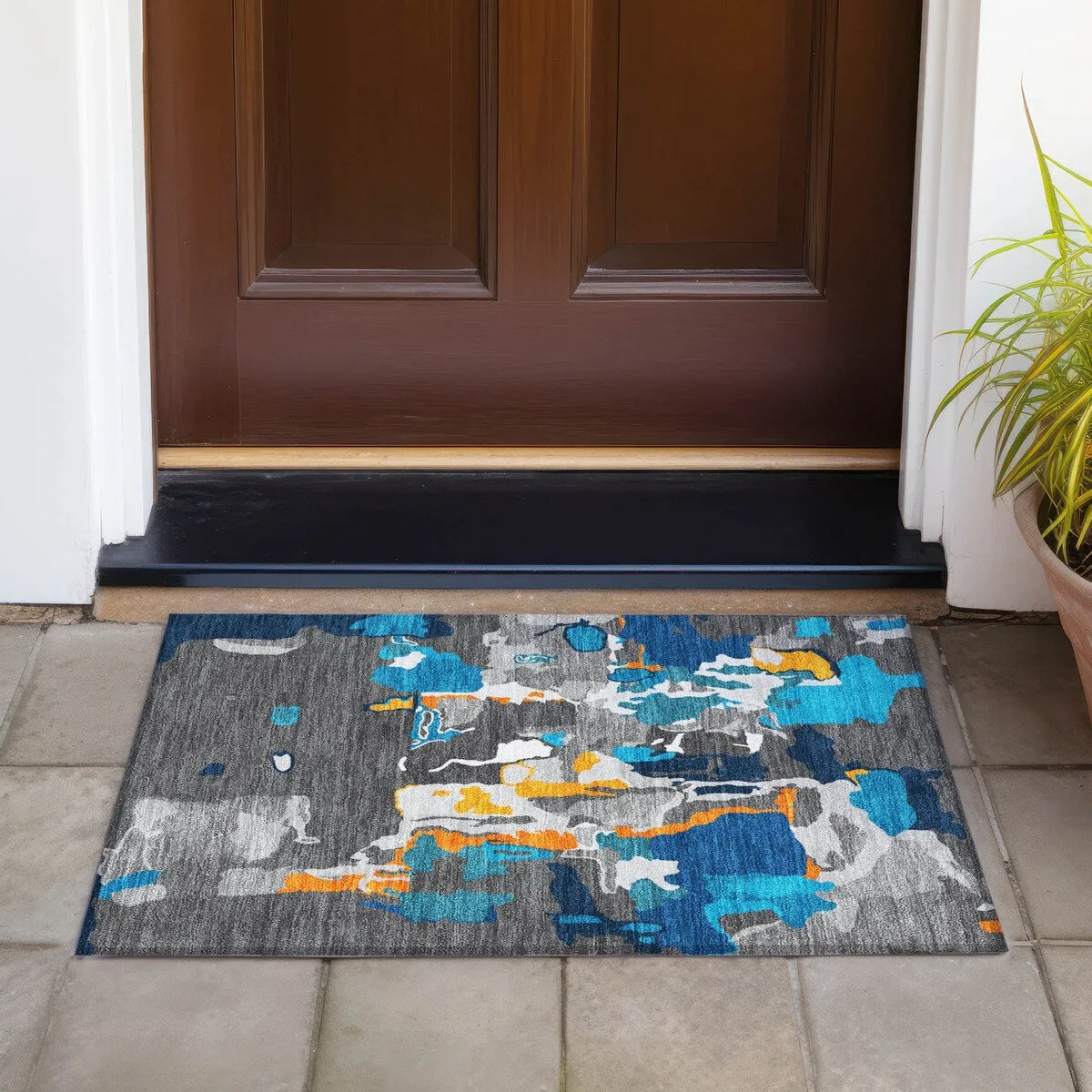 Machine Washable Indoor/ Outdoor Abstract Glam Chantille Rug