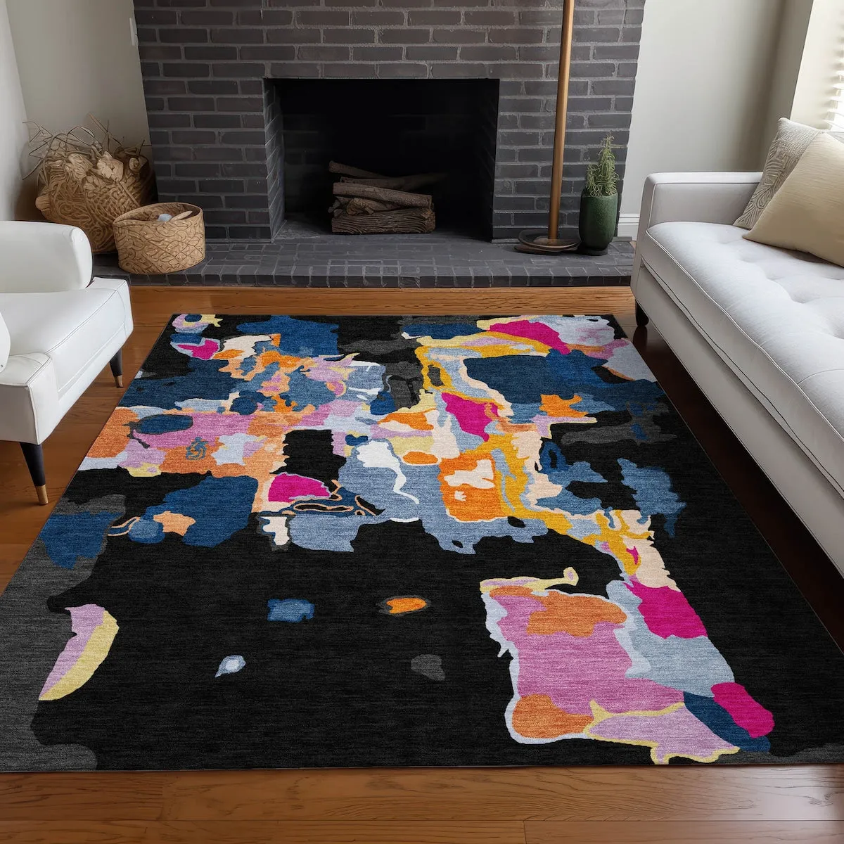 Machine Washable Indoor/ Outdoor Abstract Glam Chantille Rug