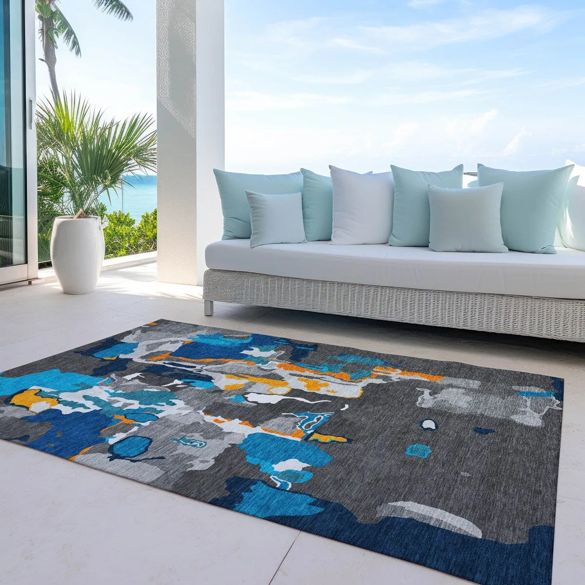 Machine Washable Indoor/ Outdoor Abstract Glam Chantille Rug