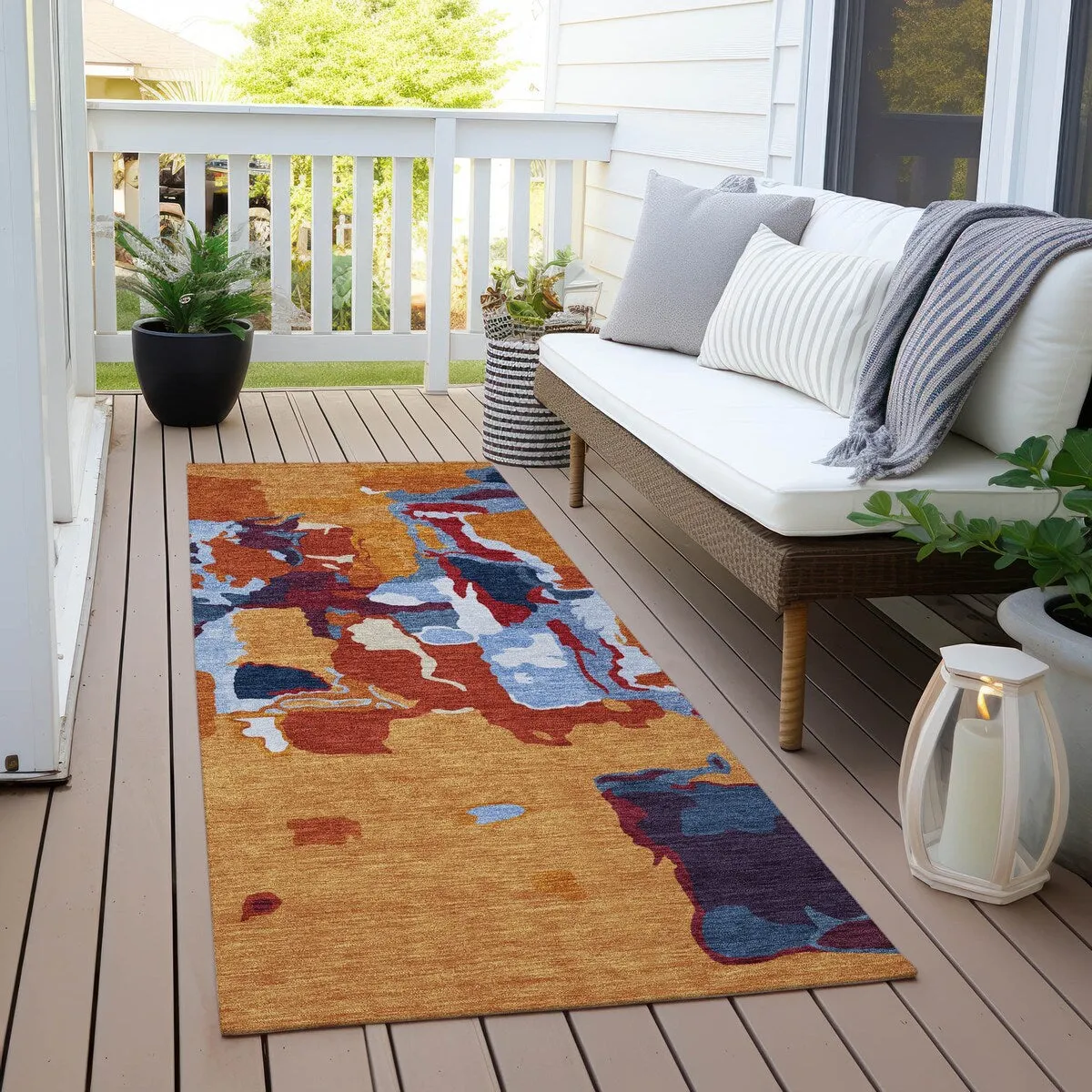 Machine Washable Indoor/ Outdoor Abstract Glam Chantille Rug