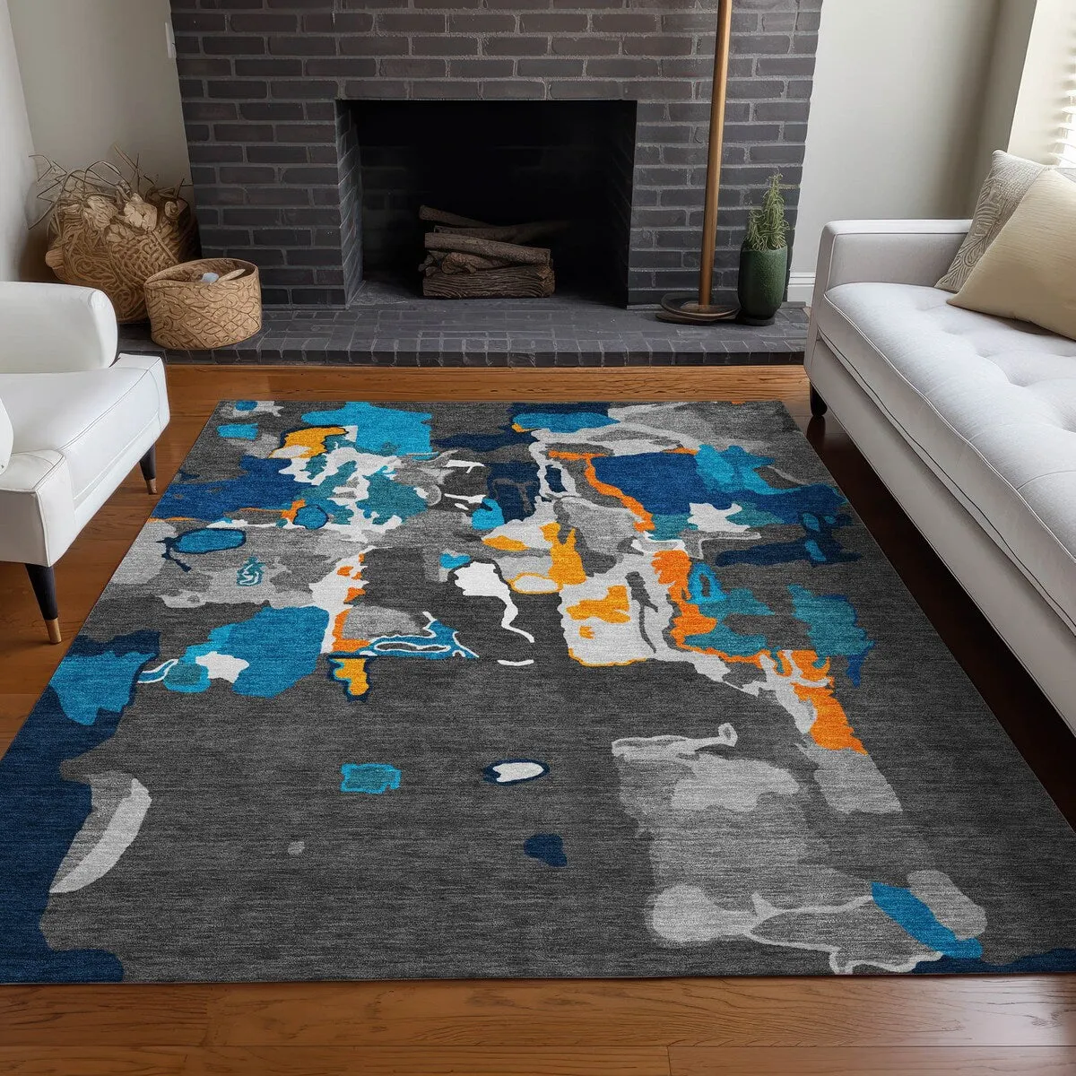 Machine Washable Indoor/ Outdoor Abstract Glam Chantille Rug