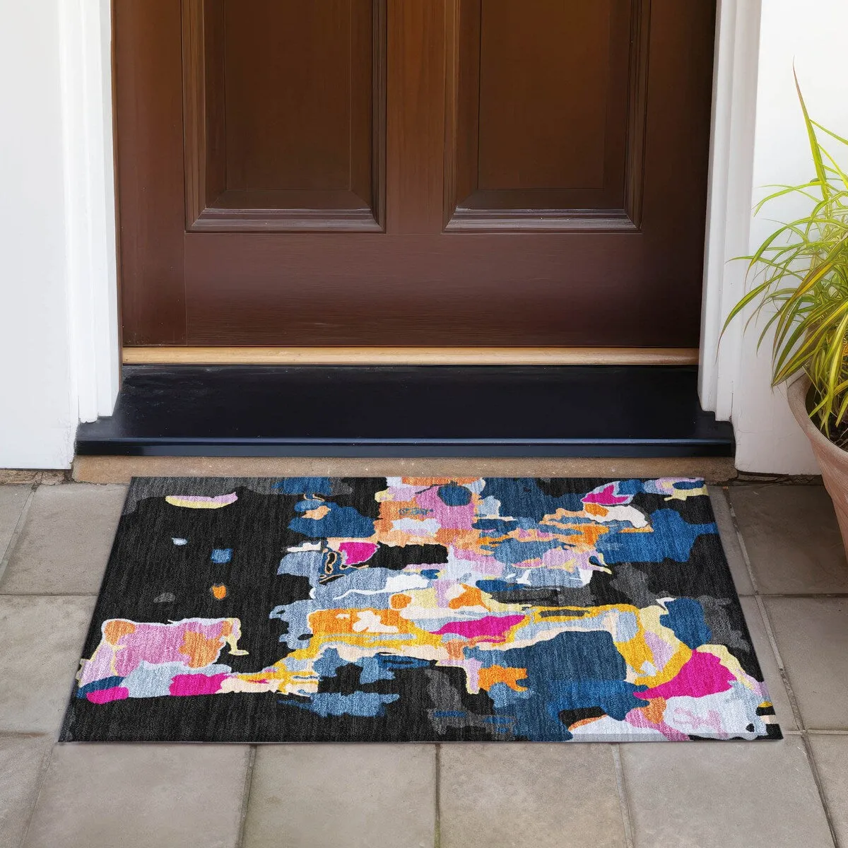 Machine Washable Indoor/ Outdoor Abstract Glam Chantille Rug