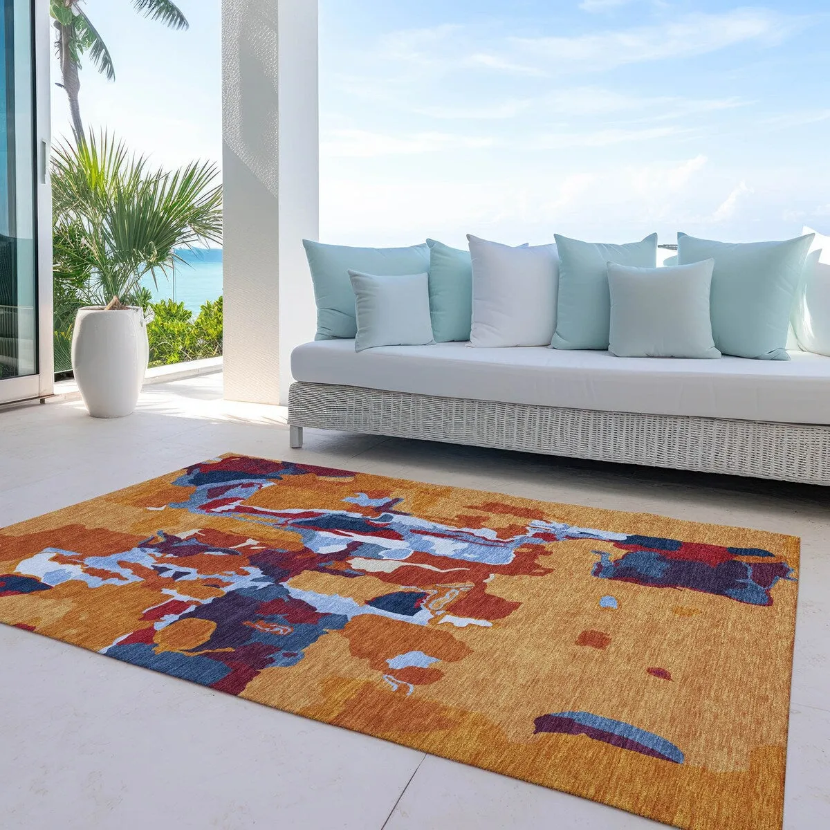 Machine Washable Indoor/ Outdoor Abstract Glam Chantille Rug