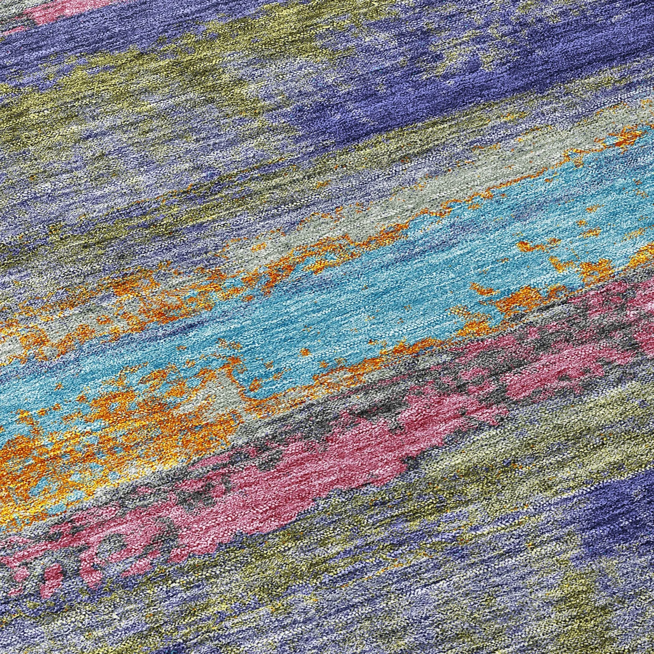 Machine Washable Indoor/ Outdoor Abstract Modern Chantille Rug