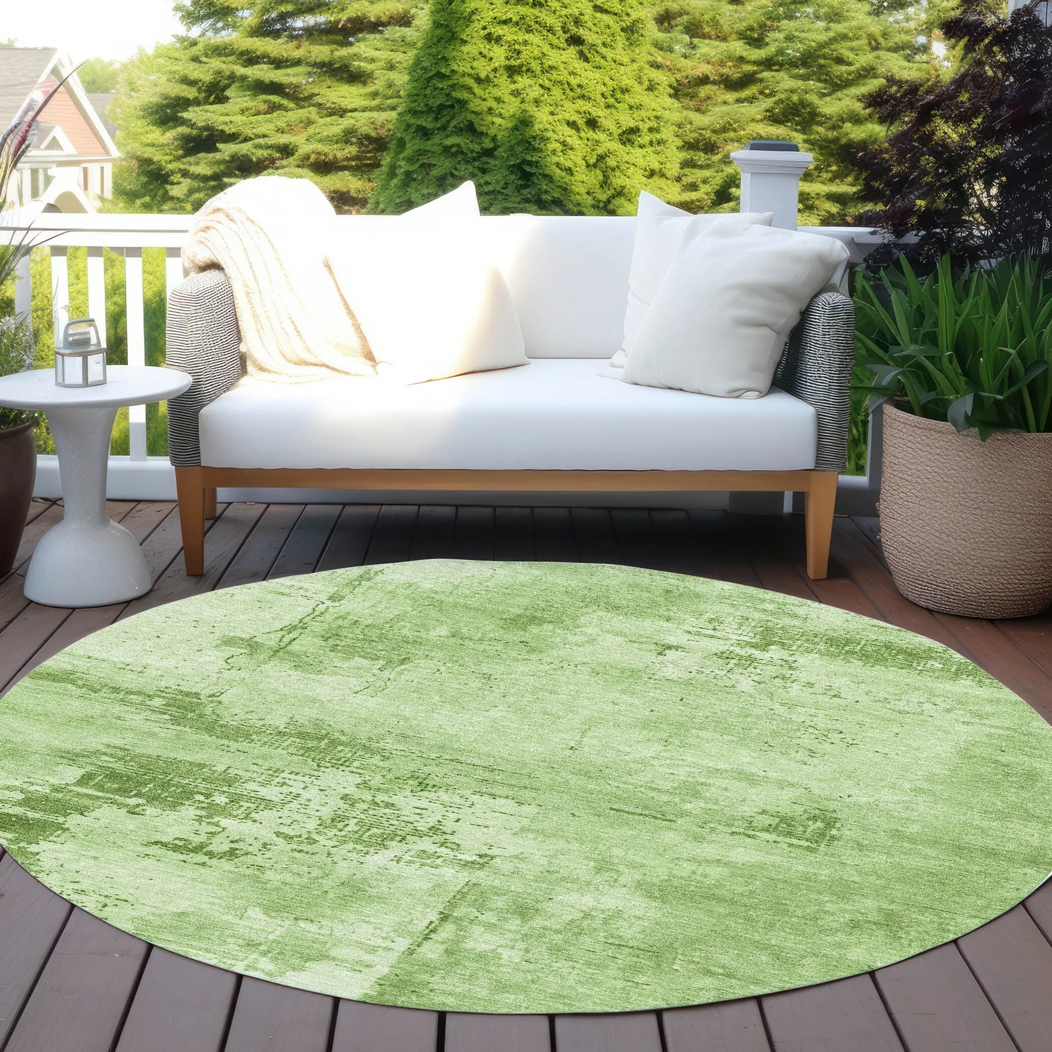 Machine Washable Indoor/ Outdoor Abstract Modern Chantille Rug