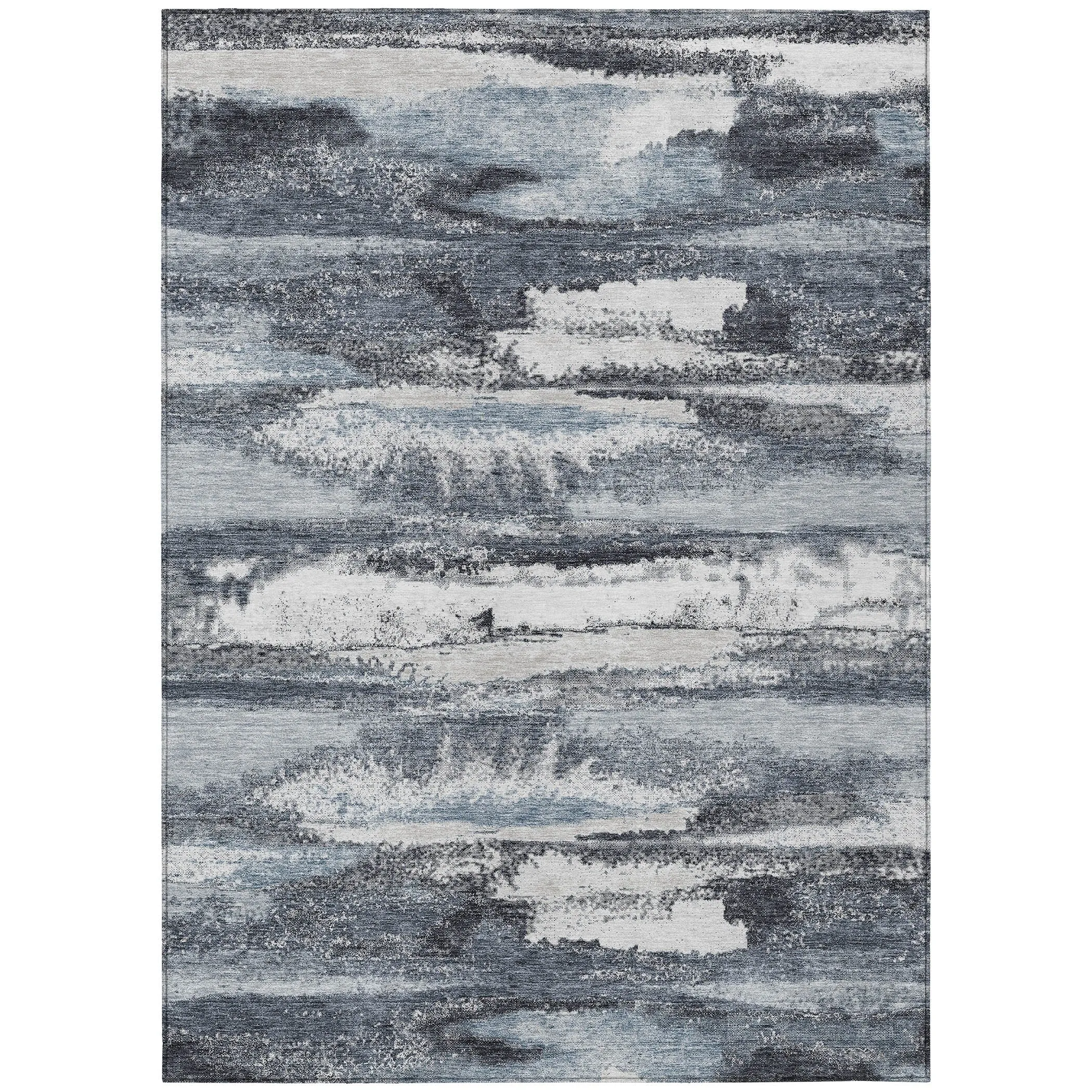 Machine Washable Indoor/ Outdoor Abstract Modern Chantille Rug