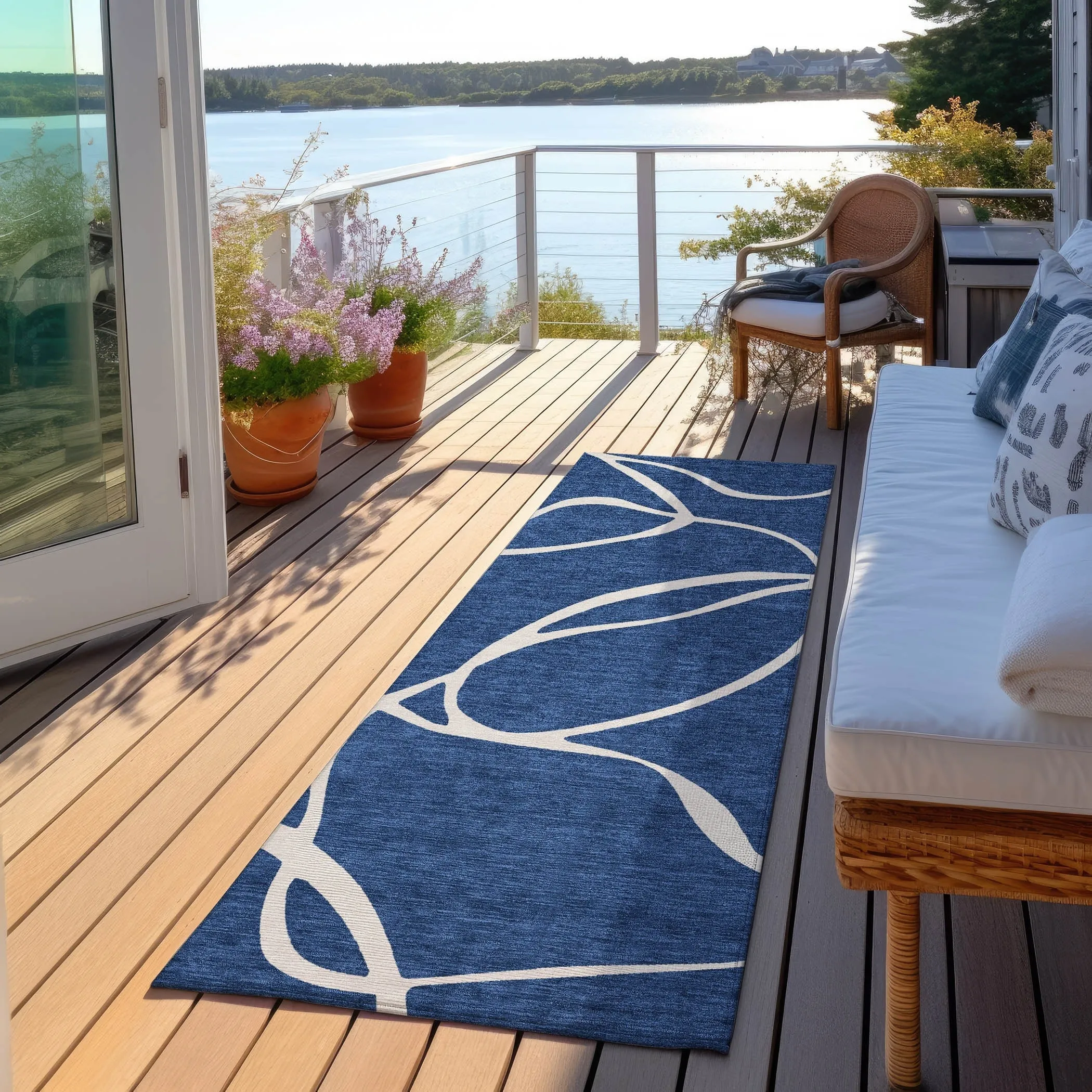 Machine Washable Indoor/ Outdoor Abstract Modern Chantille Rug
