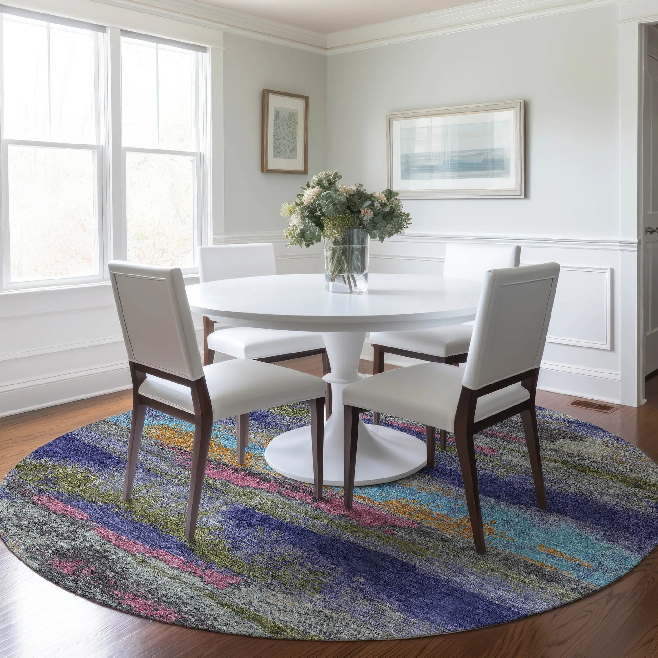 Machine Washable Indoor/ Outdoor Abstract Modern Chantille Rug