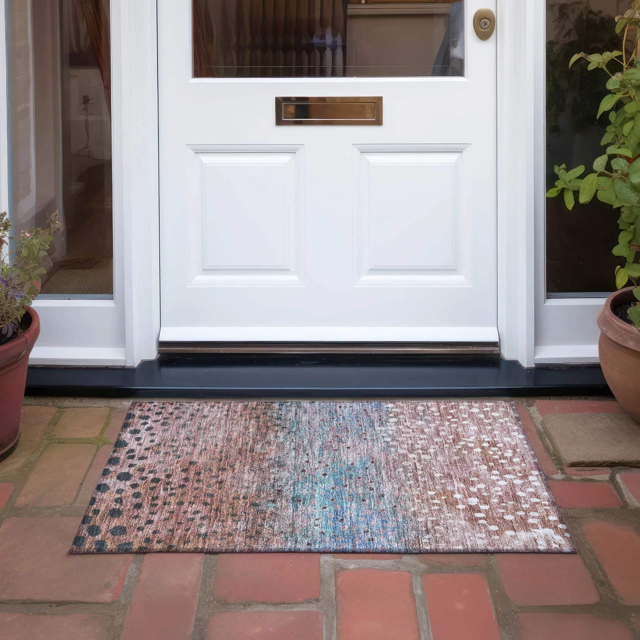 Machine Washable Indoor/ Outdoor Abstract Modern Chantille Rug