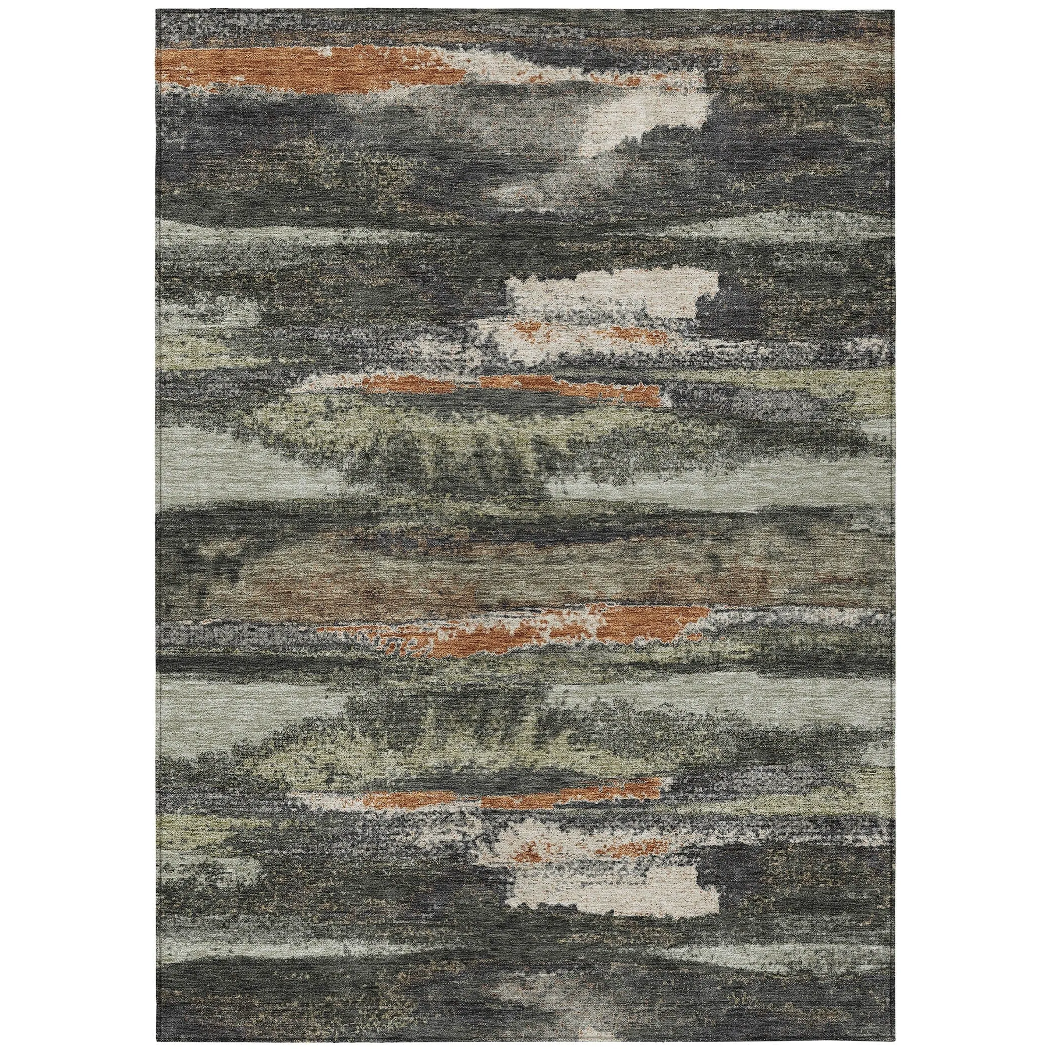 Machine Washable Indoor/ Outdoor Abstract Modern Chantille Rug
