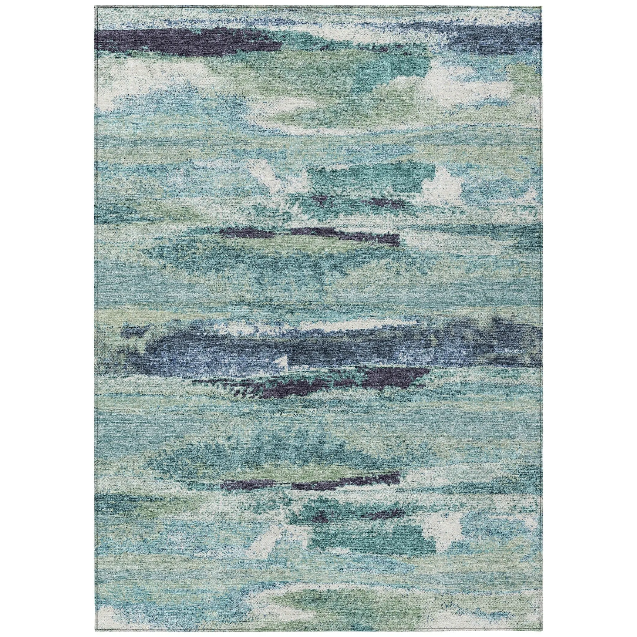 Machine Washable Indoor/ Outdoor Abstract Modern Chantille Rug