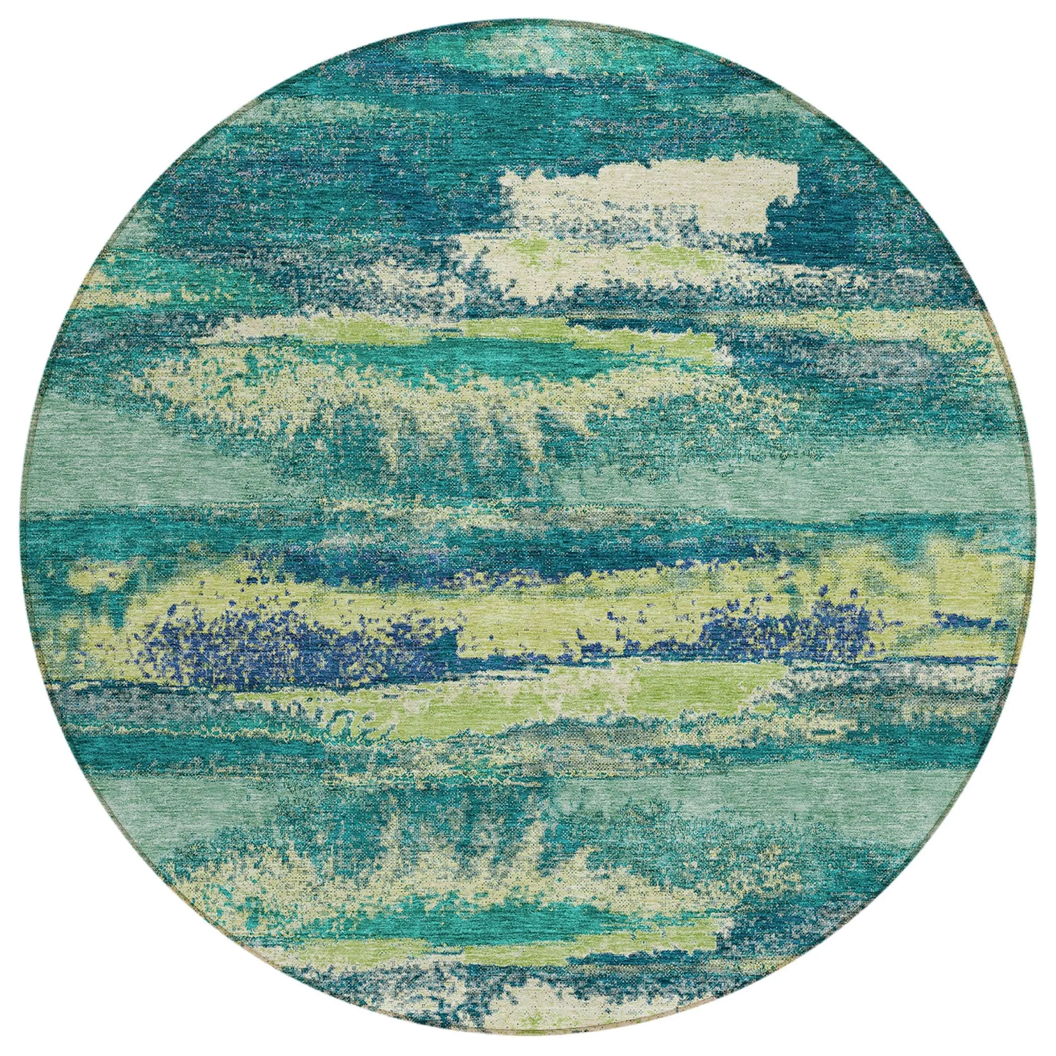 Machine Washable Indoor/ Outdoor Abstract Modern Chantille Rug