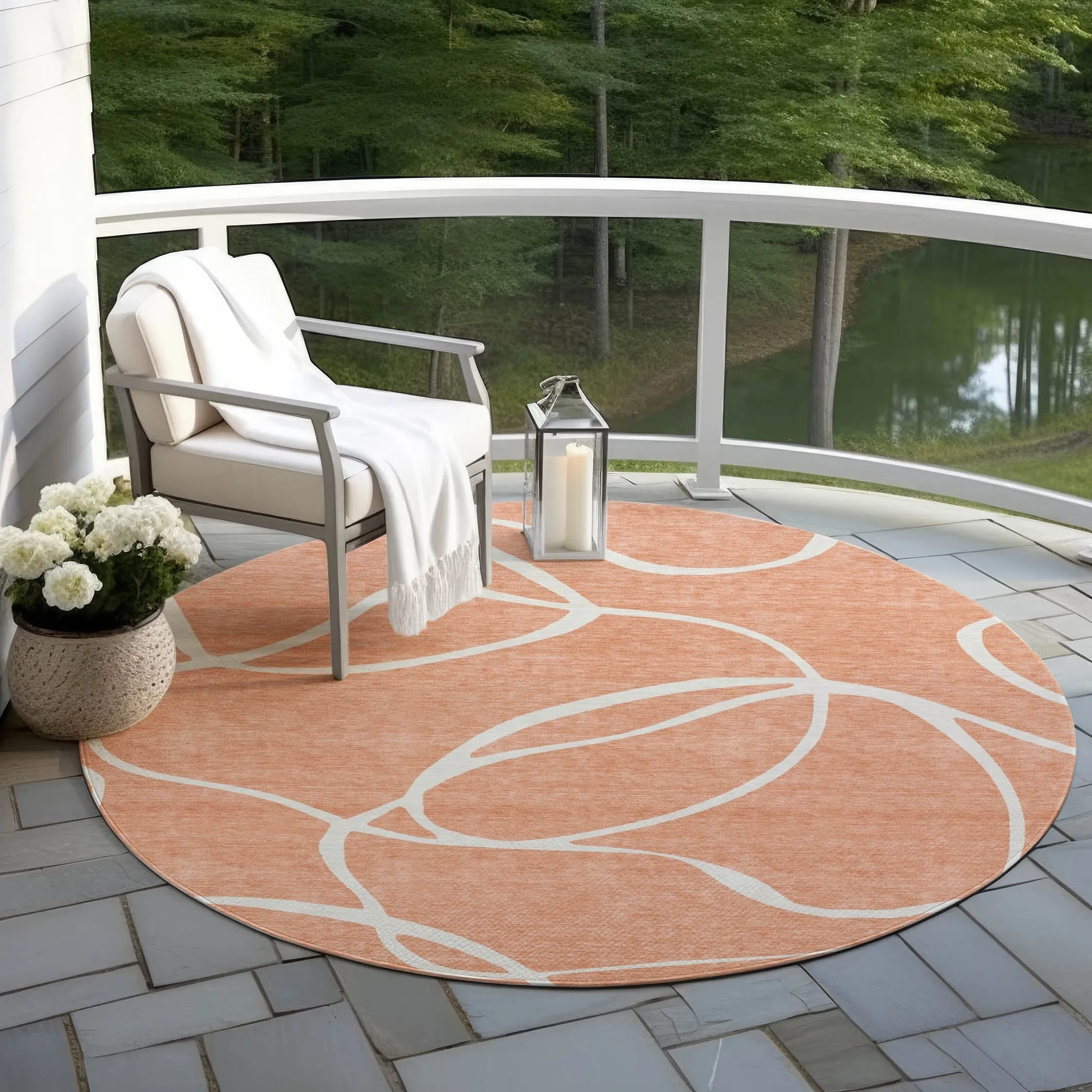 Machine Washable Indoor/ Outdoor Abstract Modern Chantille Rug