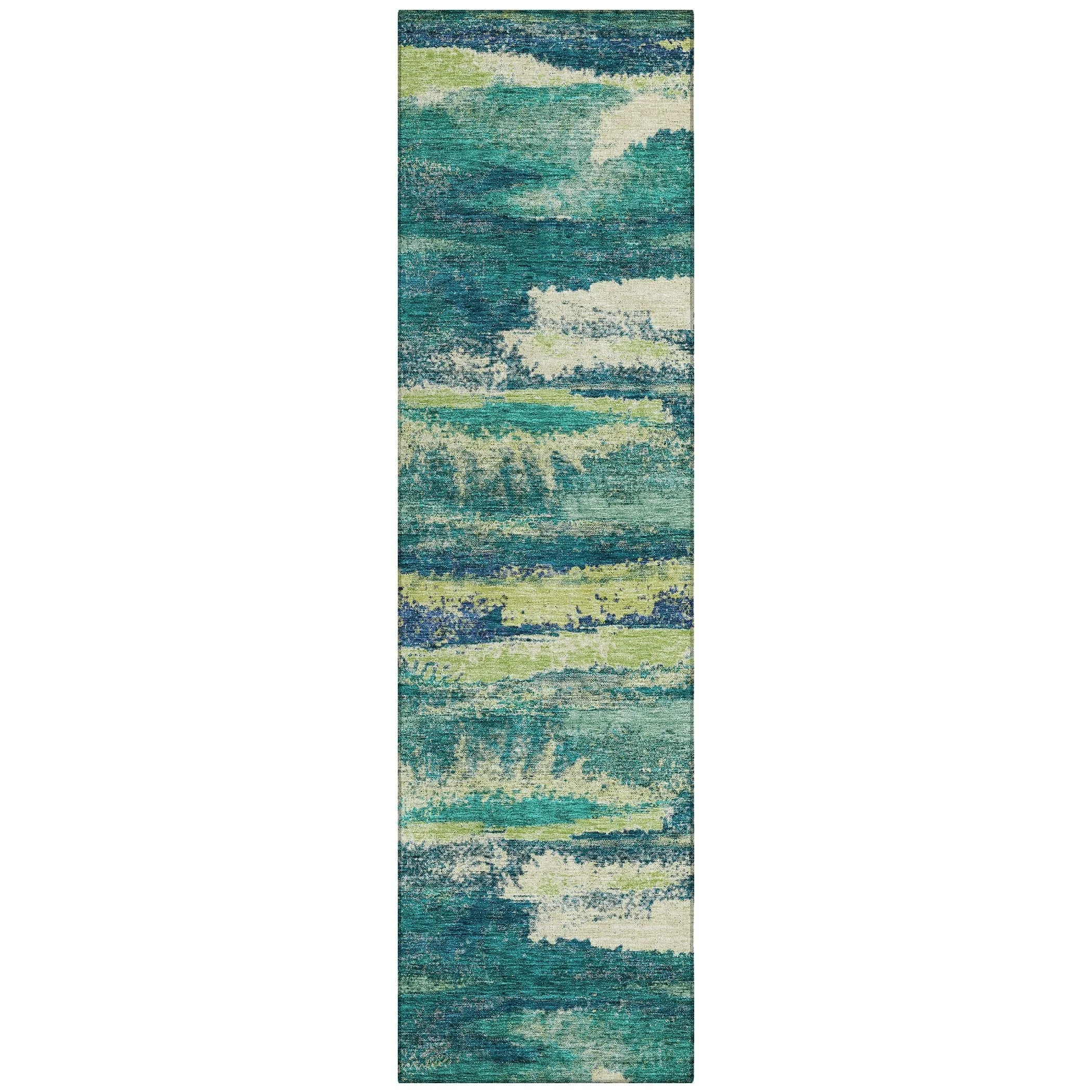 Machine Washable Indoor/ Outdoor Abstract Modern Chantille Rug