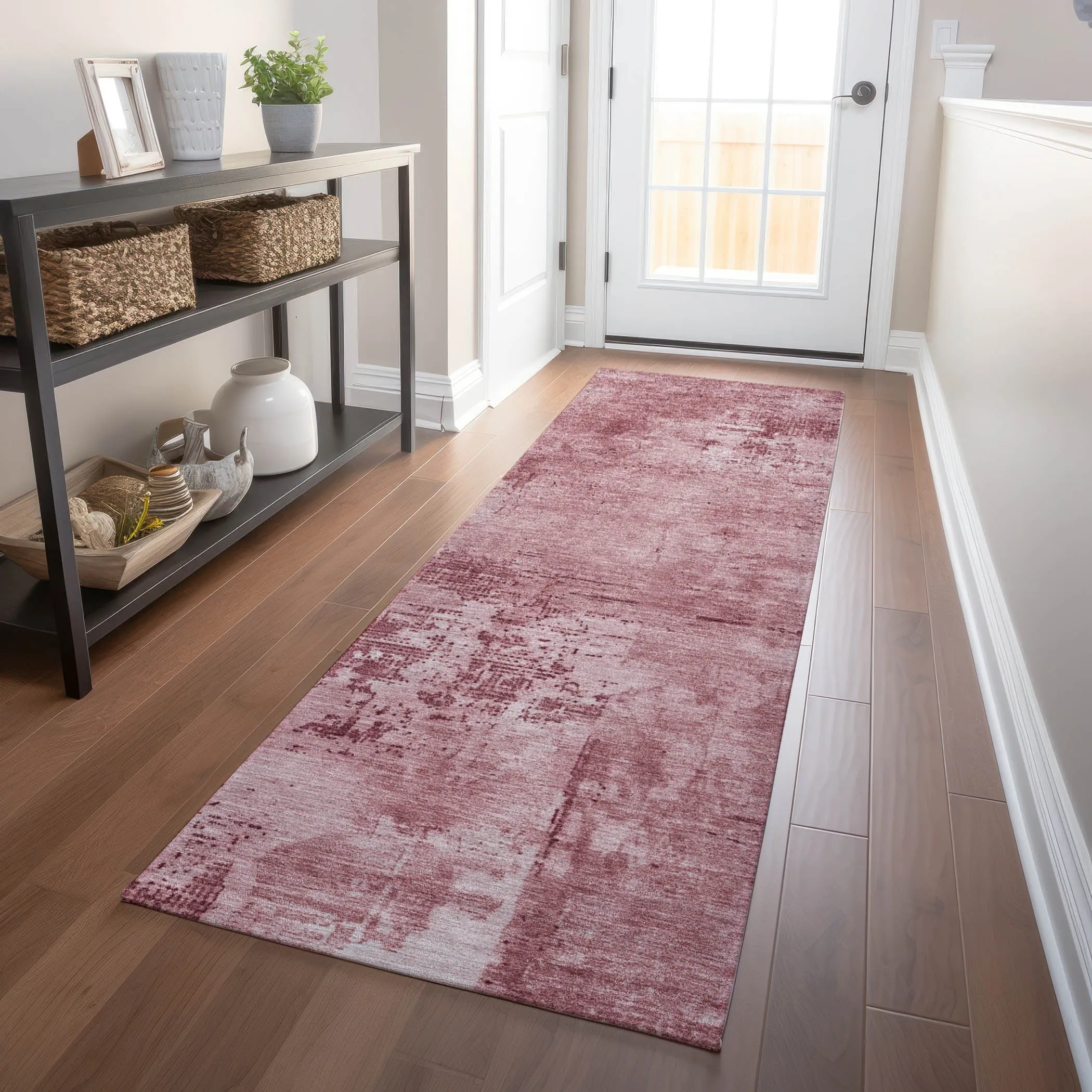 Machine Washable Indoor/ Outdoor Abstract Modern Chantille Rug