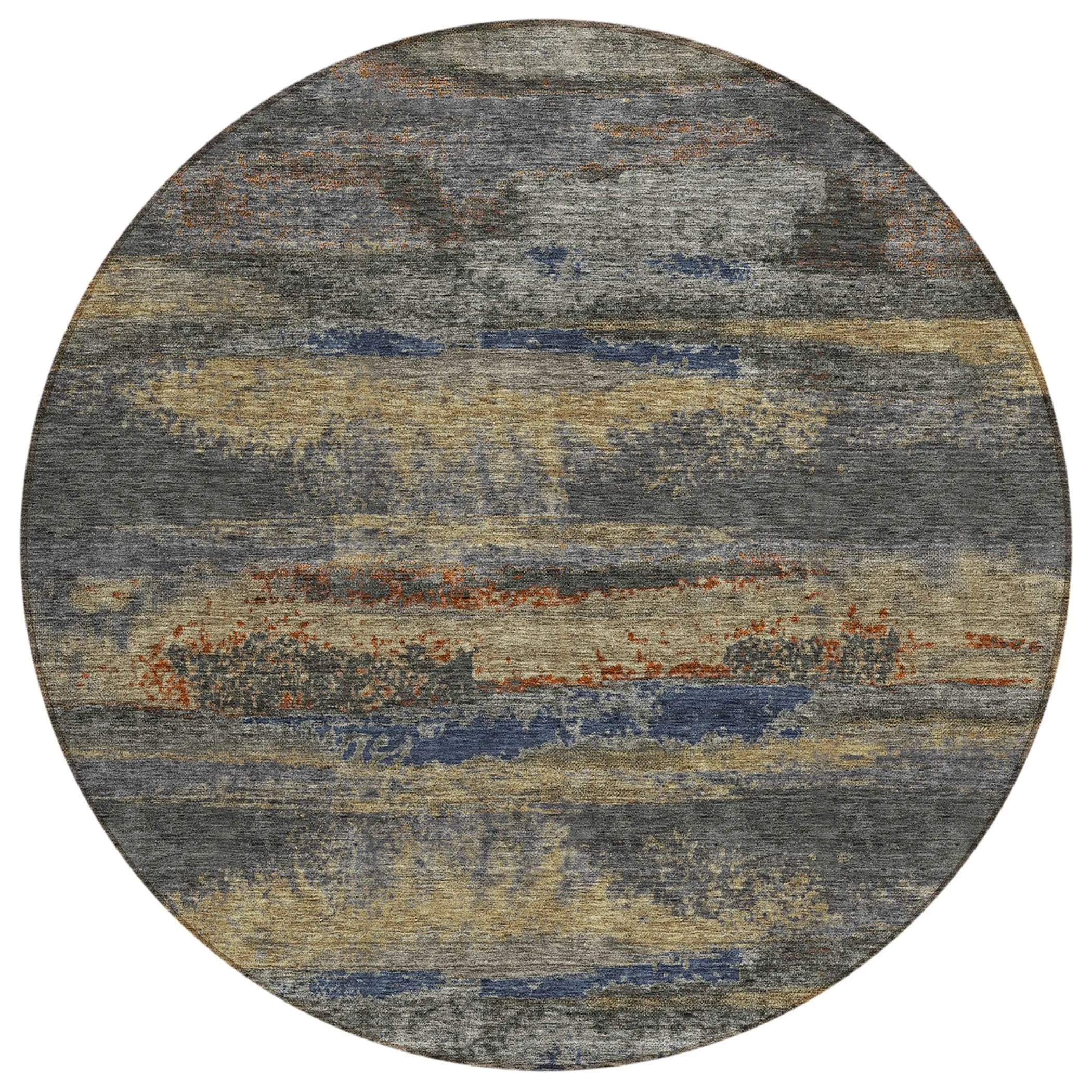 Machine Washable Indoor/ Outdoor Abstract Modern Chantille Rug