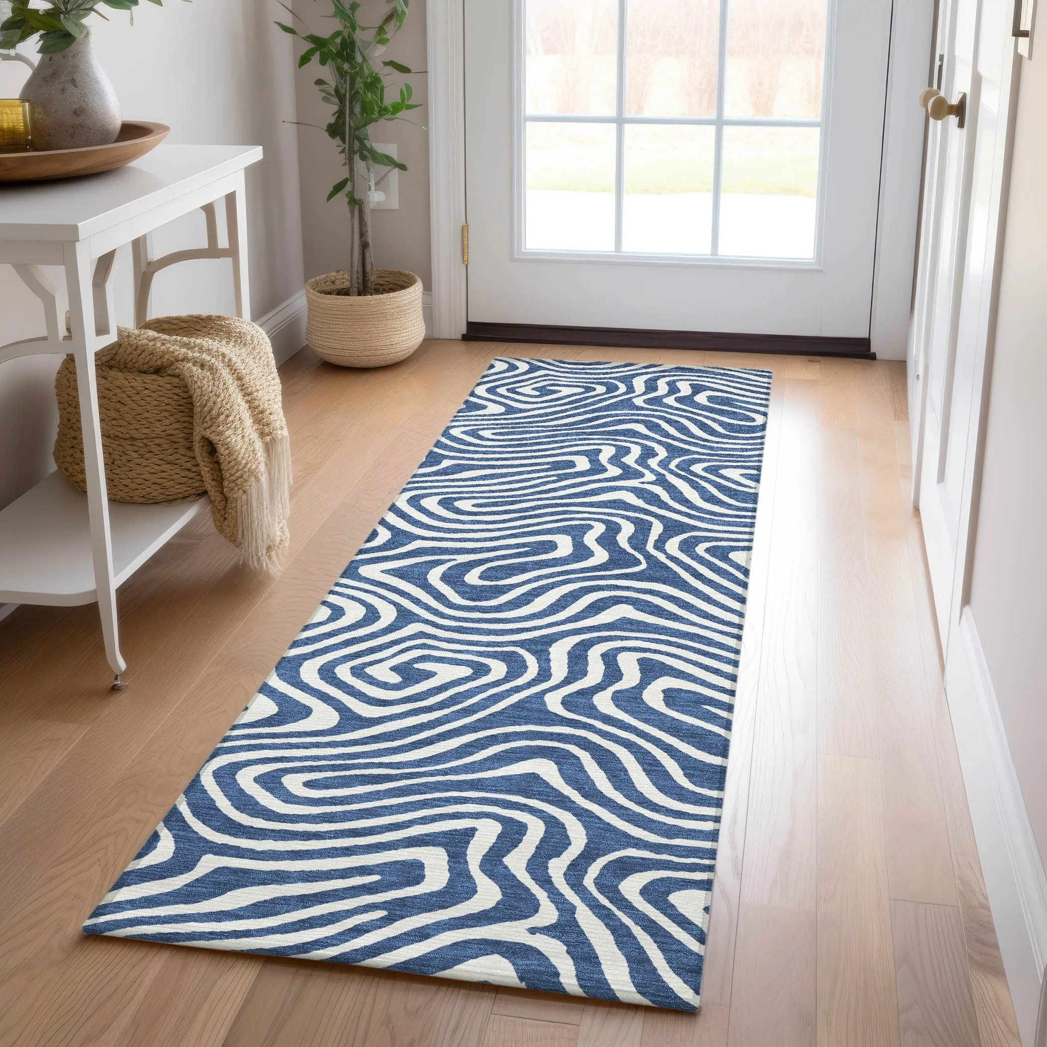 Machine Washable Indoor/ Outdoor Abstract Modern Chantille Rug